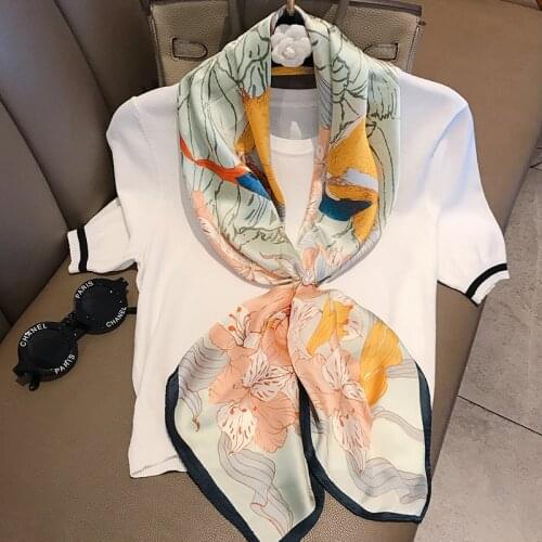 Ladies Literary Fashion Decorative Wind Scarf 90cm Large Square Scarf Color Matching Silk Scarf Imitation Silk Polyester Scarf