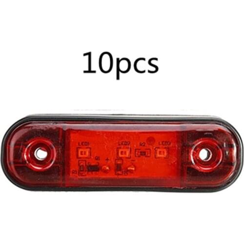 TNOOG 10 PCS Red Marker Light For Trailer Truck Pickup RV LED Side Marker Lamp DC10-30V 3 LED Signal Warning Light