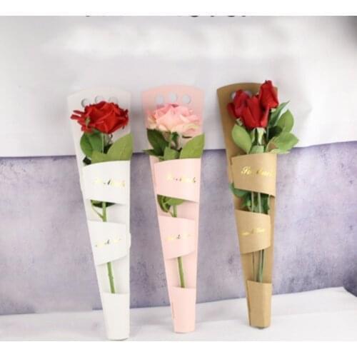 Wrapping Paper Single Flower Box Waterproof Bag Kraft Handbag Wedding Party Rose Storage Packaging Portable Gift Boxes