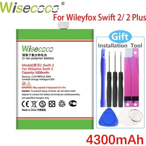 WISECOCO 4300mAh Battery For Wileyfox Swift 2 / 2 Plus Mobile Phone High Quality Battery With Tracking Number
