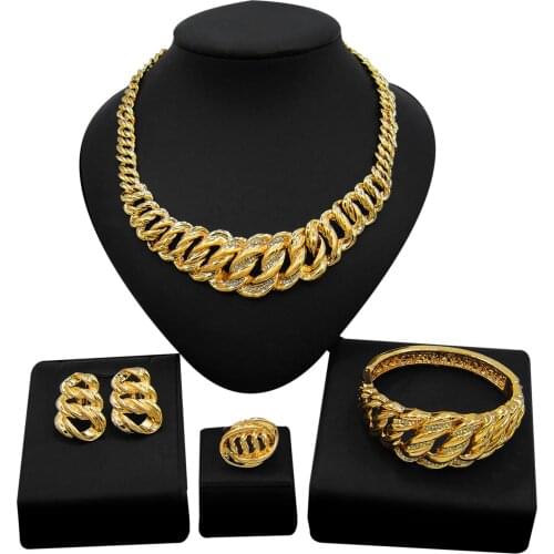 Yulaili High Quality 18 Gold-Plated X Teddy Bear Jewelry Sets Necklace Earrings Bracelet Ring Jewellery for Women