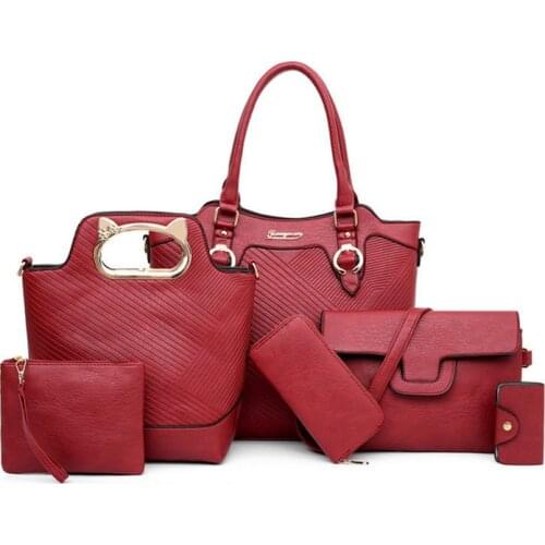 Handbags For Women PU Handbag Sets 6 Piece Hot Sale 6 pcs Lady Set Bag Women
