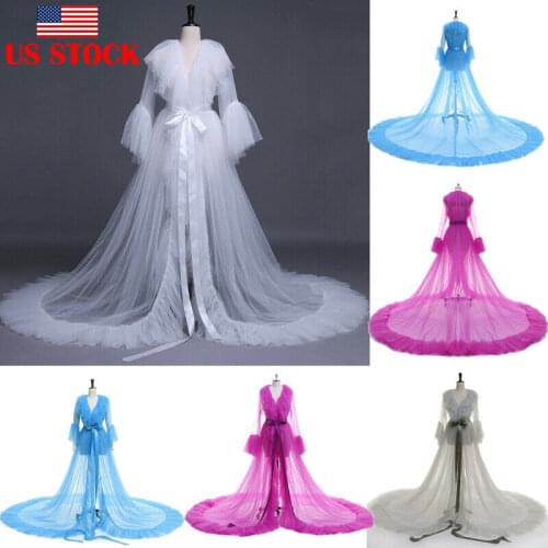 Women Sexy Lingerie Long Lace Dress Sheer Gown See Through Kimono Robe Sleepwear