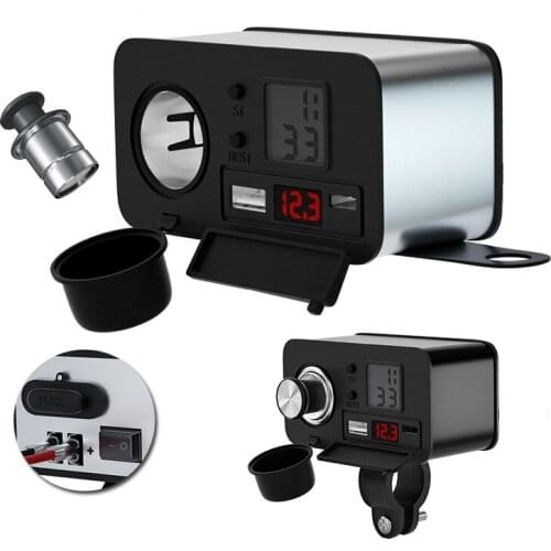 1Pc DC12V Motorcycle Waterproof Universally Phone-Charger-Adapter Voltmeter Cigarette lighter socket adapter timetable