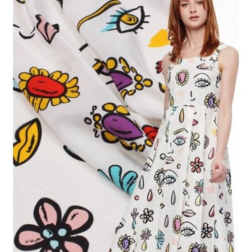 140cm silk crepe de chine fabric fun cartoon silk dress fabric Chinese silk fabric wholesale silk cloth