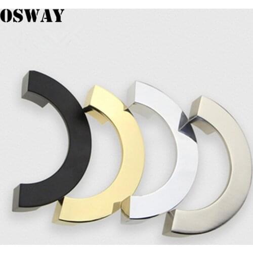 2Pcs/Lot Zinc Matte Black Shiny Gold Brass Furniture Cupboard Closet Drawer Cabinet Door Pull Half Circle Semicircle Round