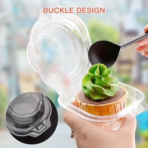 Cupcake Box Transparent Cupcake Wrapping Disposable Convenient Packaging Box Food Grade PET Hign Dome Design With Buckle 25pcs