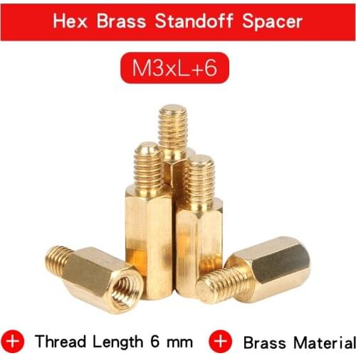 3-20 PCS Hex Brass Standoff Spacer Screw M3*L+6mm Hexagon Stud PCB Computer Male to Female Standoff Spacer