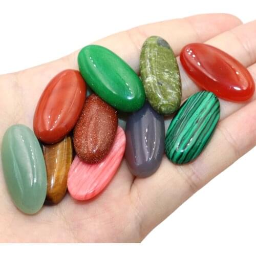 5pcs/Lot 15*30mm CAB Cabochon Natural Oval Agates Opal Crystal Quartz Jades Stone Beads For DIY Jewelry Making Necklace