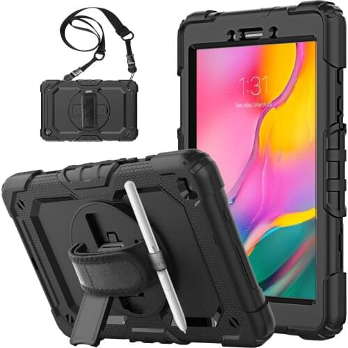 Tablet Case for Samsung tab A 8 T290 T295 2019 cases 360 Rotation Hand Strap&Kickstand Silicone Protective Cover for tab A7 T500
