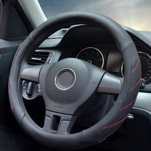 Car Steering-wheel Cover 37CM-38CM Superfine leather Universal Car-styling Sport Auto Steering Wheel Covers Anti-Slip 15 inches