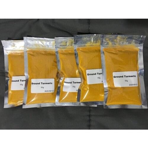 50g PURE BULK TURMERIC ROOT POWDER - CURCUMA LONGA CURCUMIN GROUND TUMERIC FREE 5 pacs