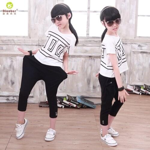 Children Kid Boy Girl Hiphop Hip Hop Jazz Ballroom Modern Costume Geometric Designs Bat Sweater T Shirt Top Harem Pant