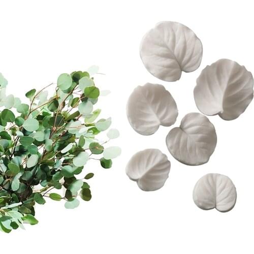 Eucalyptus Leaves Veiners Silicone Mould Designer DIY Gumpaste Sugarcraft Fondant Soft Polymer Clay Mold Vein Emboss Texture