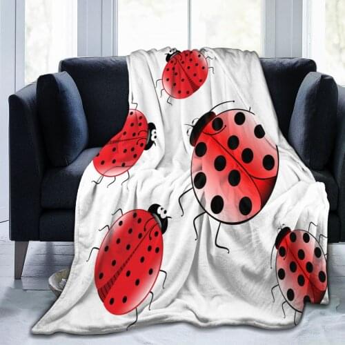 Flannel Blanket Ladybugs Ultra-Soft Micro Fleece Blanket for Bathrobe Sofa Bed Travel Home Winter Spring Fall
