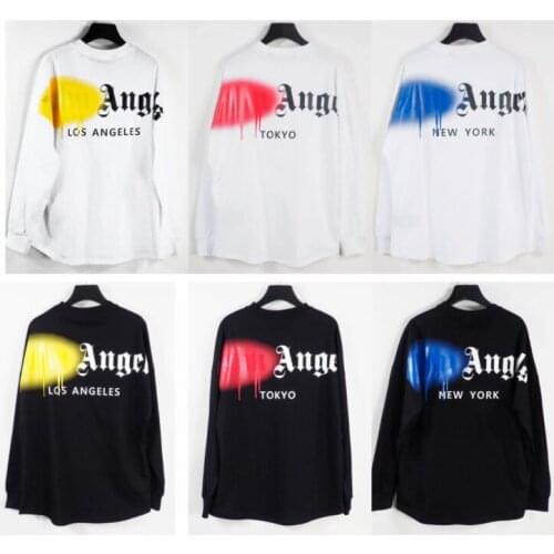 Palm Angels 22SS Letter printing couple round neck cotton street hip-hop popular simple wild men women long-sleeved T-shirt