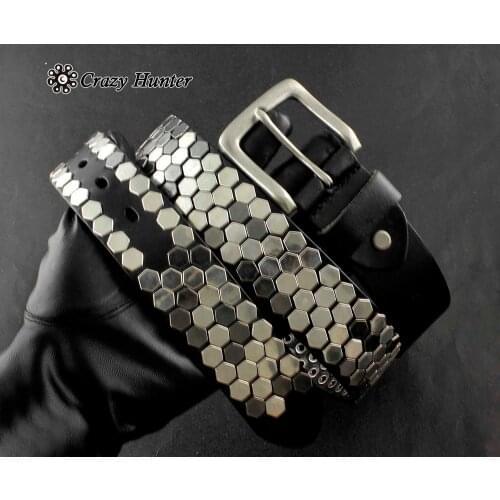 Classic Punk Goth Rock Hip hop Mens Unisex Metal Buckle + Leather Belt