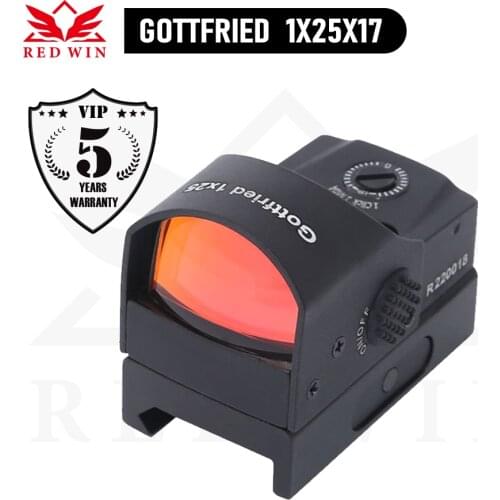 Red Win IPX6 4MOA Red Dot Mechanical Adjust 60 mins Auto Turn OFF 8 Level Red Illumination Gottfried 1x25 Red Dot Reflex Sight