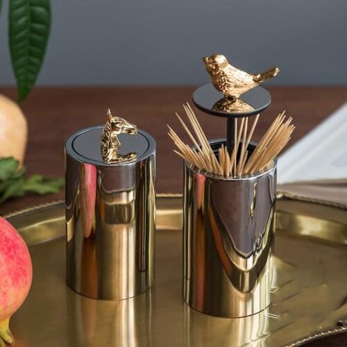Creative Push Type Bird Horse Head Statue Toothpick Box Toothpick Holder Dining Table Accessories Home Room Decoration Ornaments
