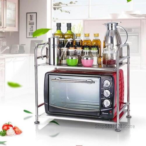304 stainless steel kitchen oven shelf microwave oven double shelf cabinet storage organizer