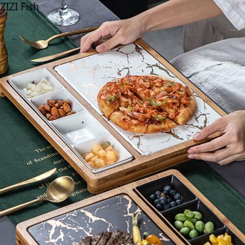 Nordic Ceramic Marble Steak Knife and Fork Plate Set Home Restaurant Ceramic Western Dish Flat Plate Couple Steak Dishware