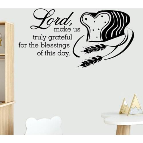 Bread slice cereals Wall Sticker Lord Make Us Truly Grateful for the blessings of this day Quote Decals decor Christian DG147