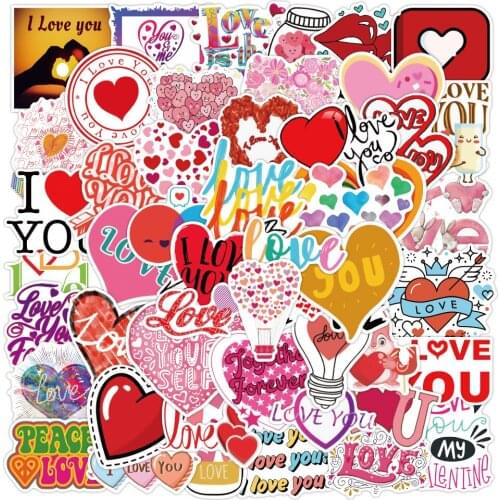 10/50pcsCartoon Valentines Day Stickers Cute Stickers Doodle Stickers Guitar Motorcycle Laptop Children Toy Stickers