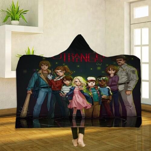 Stranger Things 3D Printing Throw Hooded Blanket Wearable Warm Fleece Bedding Office Quilts Soft Adults Travel 04