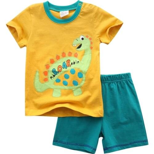2T-7T 2020 Jumping meters summer boys clothes cotton short sleeve boys clothes sets t-shirt + short pants cartoon sets for boy