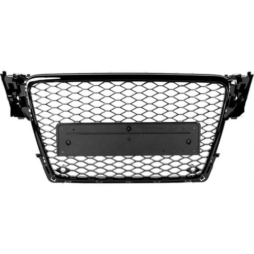 Front Sport Hex Mesh Honeycomb Hood Grill Gloss Black for Audi A4/S4 B8 2009 2010 2011 2012 For RS4 Style