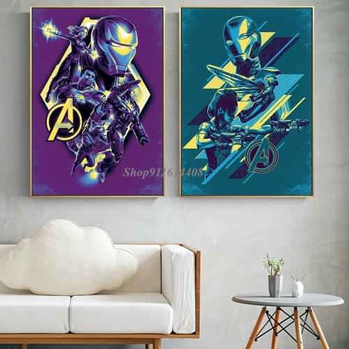 Posters Marvel Movie and Print Superhero Anime Wall Art Cannas Painting Pictures for Kids Bedroom Home Decor Disney Wall Sticker