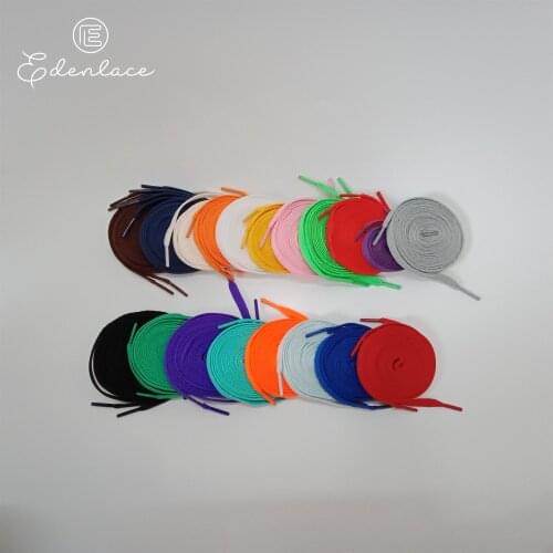 Flat Cotton Shoelace Multiple Colours Polyster Shoelaces Fluorescent Colors Shoe Lace 8mm Width Shoestring Soft Bootlace