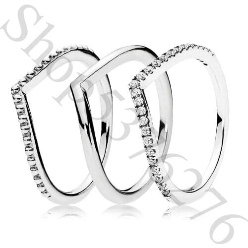 Authentic 925 Sterling Silver Shimmering Beaded Shining Wish Fashion Ring For Pandora Women Bead Charm Gift DIY Jewelry