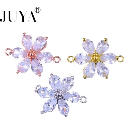 Crystal Flower Charms Connectors For Jewelry Making Handmade DIY Bracelet Necklace Earrings Accessories Components breloque