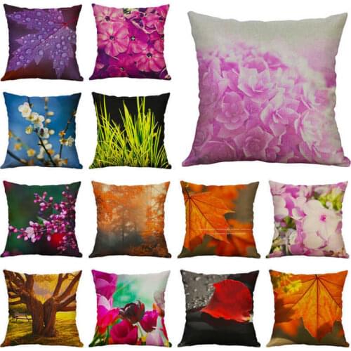 Plant Throw 18'' Cotton Linen Pillow Flower Home Sofa Cushion Case Cover Decor