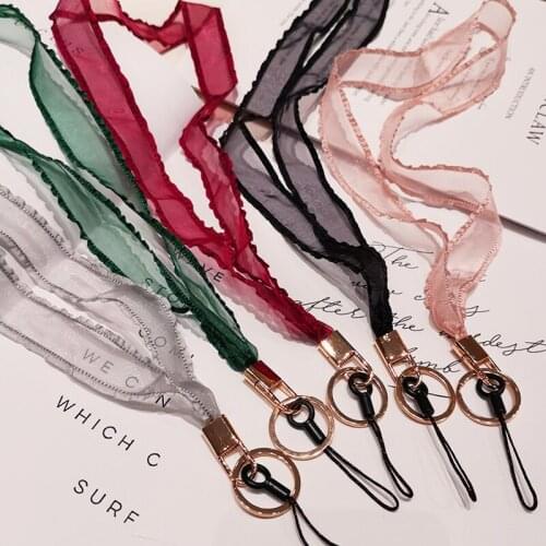 Mobile Phone Neck Strap Hanging Rope Ornaments Straps Scarves With Key Ring Phone Wrist Straps Pink Green Red Black Color
