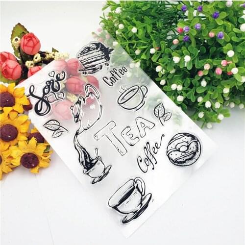 Tea and Coffee Rubber Stamps Craft Transparent Silicone Clear Stamps For Scrapbooking Photo Albums Decoration