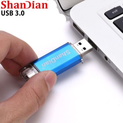 SHANDIAN (over 10 PCS free LOGO) Type-C 3.1 usb flash drive Pendrive 16GB 32GB 64GB memory Stick for Phones smart phone android