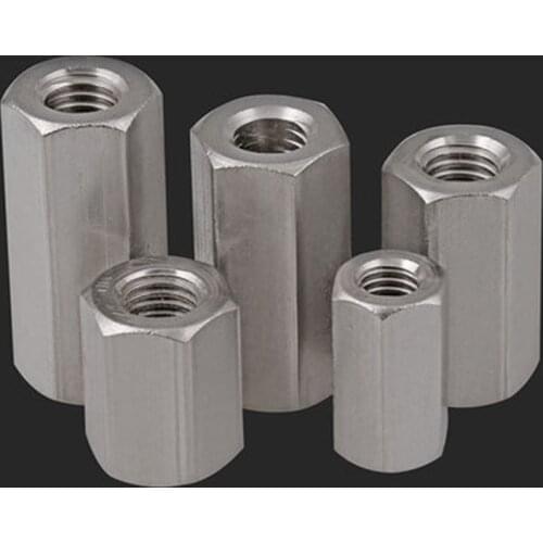 M5 M6 M8 304 Stainless steel Allen hexagonal extension nut connector female screw rod hex nuts Length 10mm-40mm