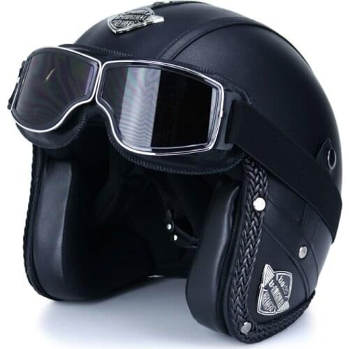 Retro Helmet Handmade Leather Motorcycle Helmet Unisex 3/4 Helmets Half Helmet Bike Helmet Open Face Vintage Motorbike Helmet