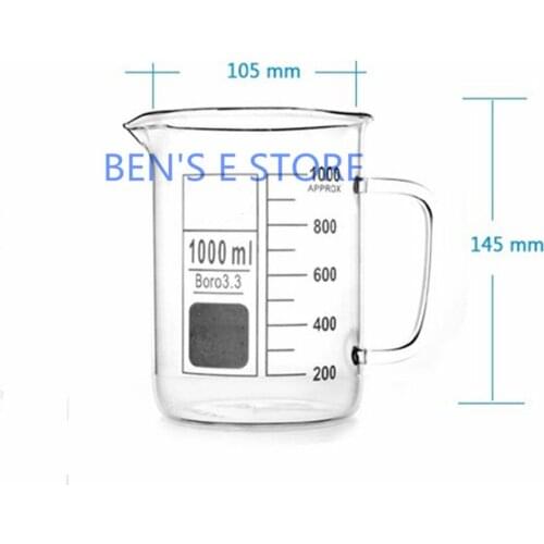 1000mL Glass Beaker with Handle New Chemical Lab Glassware Borosilicate Glass 3.3
