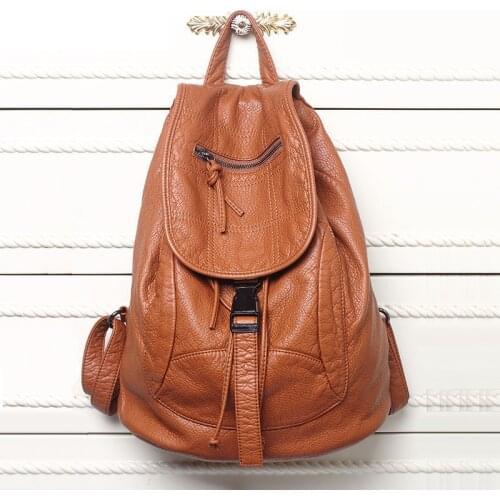 Stylish Soft Women Backpack High Quality Washed Leather Backpacks for Girls Ladies Travel Backpack Mochilas School Bags