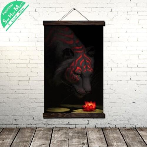 Tiger Rose Mere Animals Wall Art Canvas Prints Painting Frame Scroll Painting Hanging Poster Vintage Wall Pictures