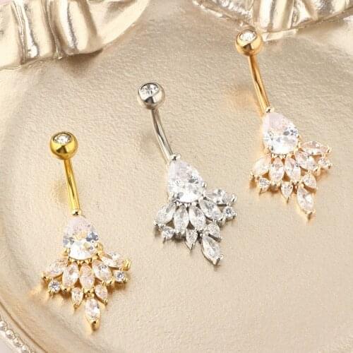 Trend Woman Body Piercing Fashion Female Accessories Stainless Steel Gold Color Jewelry Sexy Women Punk Belly Button Ring