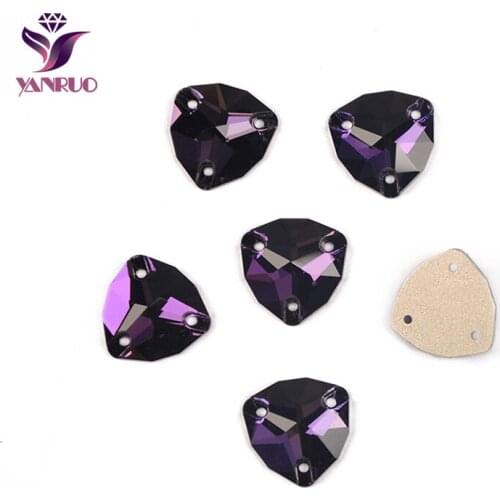 YANRUO 3272 Trilliant Purple Velvet Rhinestones Sewing High Quality Crystals Stones 12mm 16mm 22mm Sew on Wedding Dress