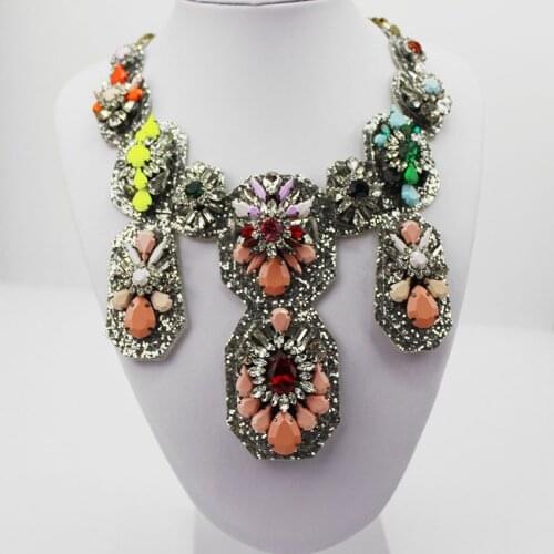 Shourouk New Design Woman Bib Statement Luxury Rainbow Multi Crystal necklace Collar 270