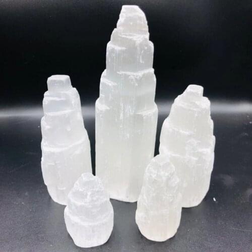 1PC SELENITE White Gypsum Skyscraper Castle Towers Gypsum Crystal Point