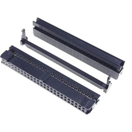 10 Pcs 0.100" 2.54mm 50 Pin dual Row IDC Connector Rectangular Female Socket Receptacle Ribbon Cable Feed through strain relief