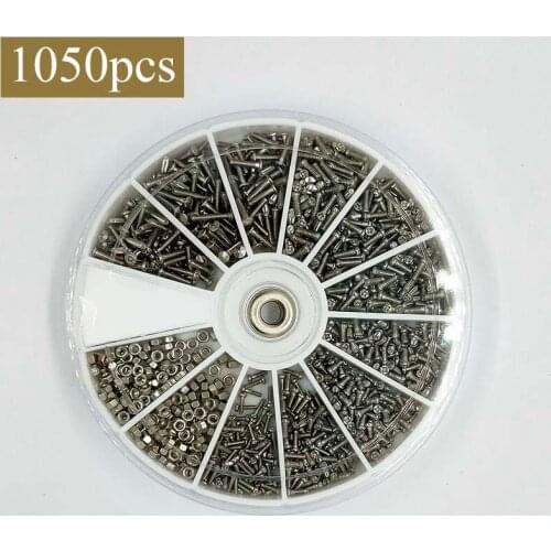 1050pcs Screws Suit Eyeglass Sun glass Spectacles Watch Screws Mini Screws Nail Nut Assortment Kit Repair screws