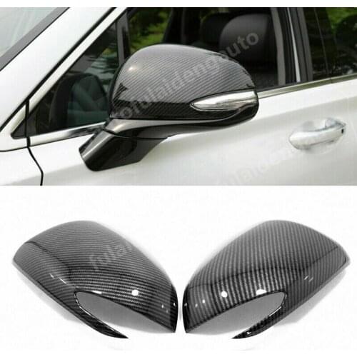 2pcs For hyundai santa fe 2019 Carbon fiber ABS Chrome Rearview Side Door Mirror Cover Trim Car Styling Accessories